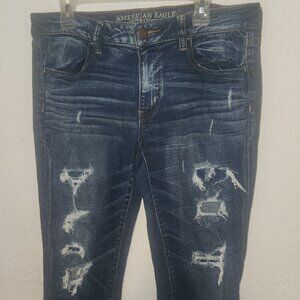 American Eagle Outfitters Ladie's distressed jeans in size 12/ 34" Waist